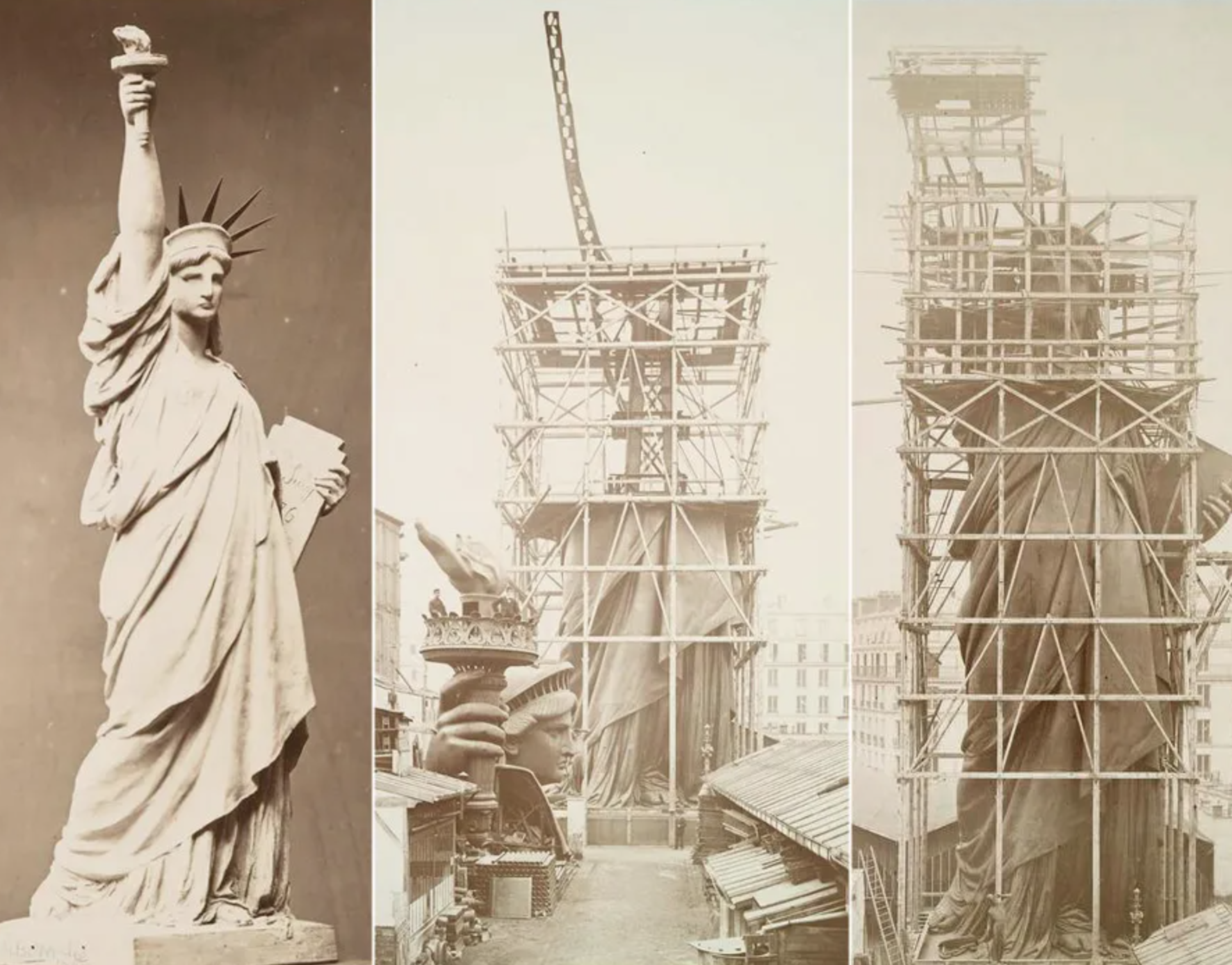 statue of liberty under construction - A